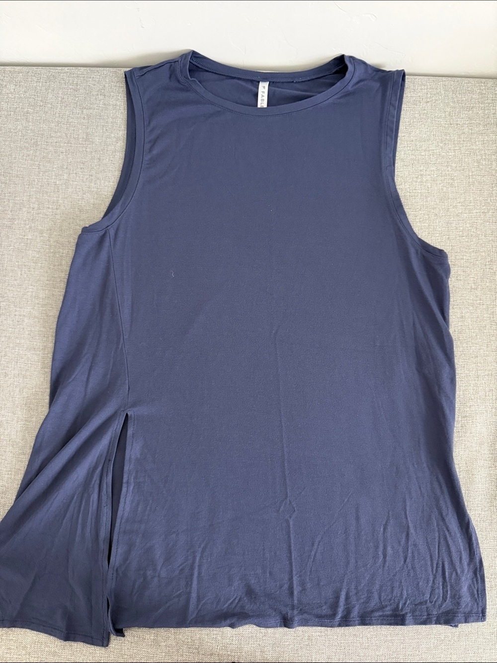 Fabletics Navy Side-Slit Sleeveless Tank